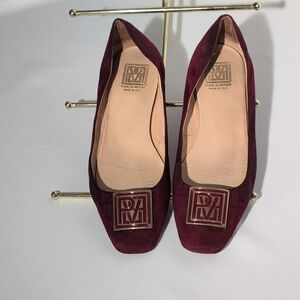 Pour La Victoire Deep Red Suede Loafers